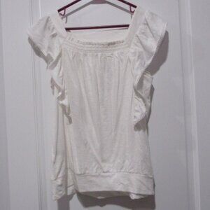 Loft Smocked Ruffle Square Neck Tank Top L NWT
